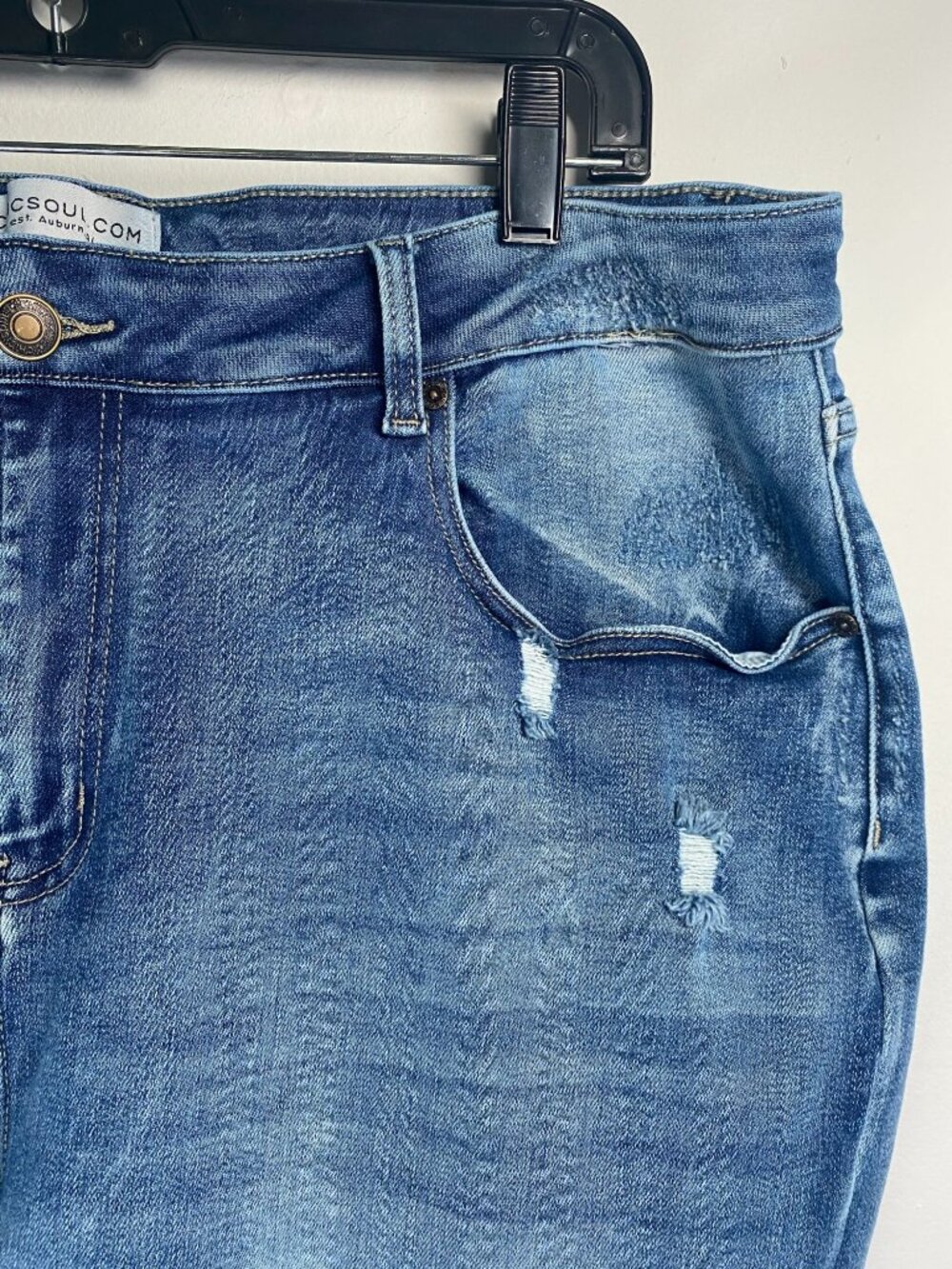 Chic Soul 18 Distressed Cropped Wide-Leg Jeans Size 18 Light Wash Frayed Hem - Picture 2 of 8